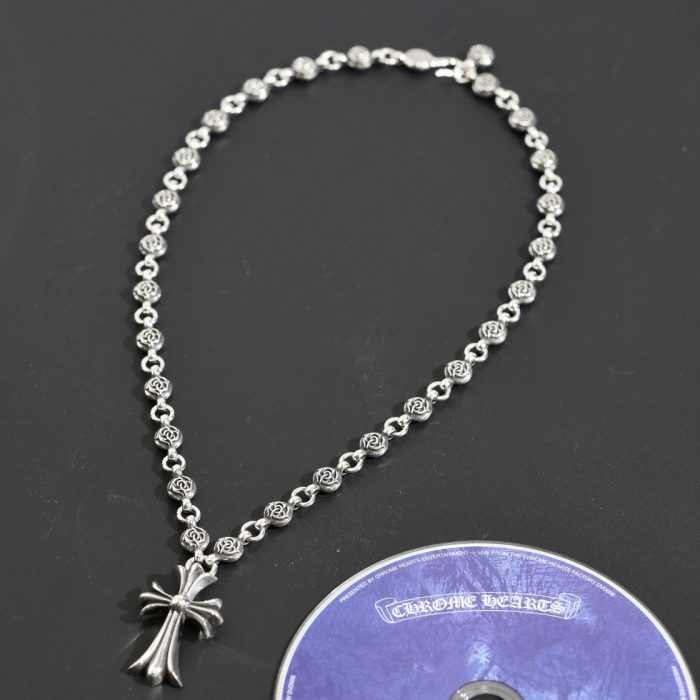 クロムハーツ CHROME HEARTS CHクロスペンダント フローラルボールルネックレス シルバー925 24インチ - 画像 (2)