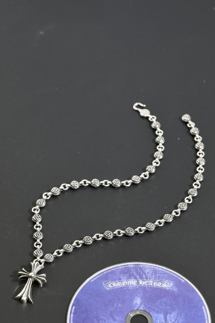 クロムハーツ CHROME HEARTS CHクロスペンダント フローラルボールルネックレス シルバー925 24インチ - 画像 (3)