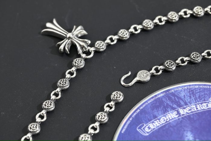クロムハーツ CHROME HEARTS CHクロスペンダント フローラルボールルネックレス シルバー925 24インチ - 画像 (4)