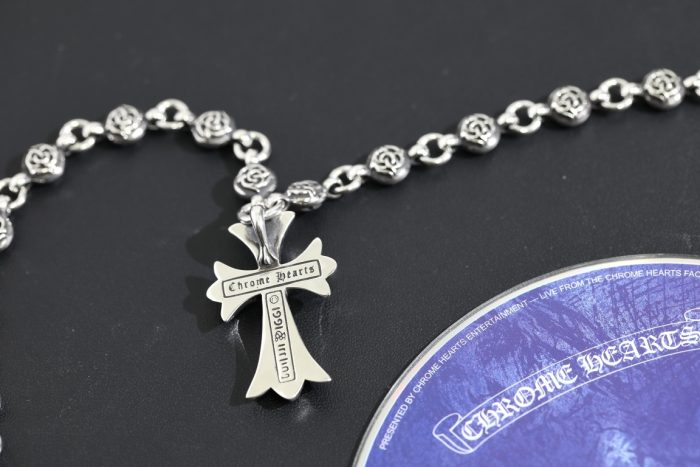 クロムハーツ CHROME HEARTS CHクロスペンダント フローラルボールルネックレス シルバー925 24インチ - 画像 (6)
