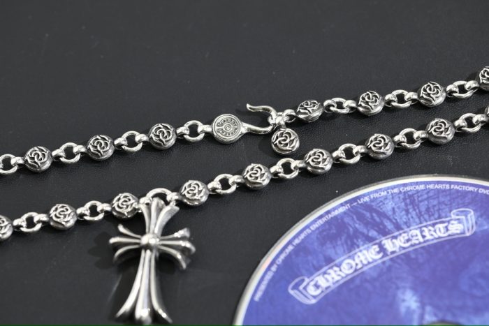 クロムハーツ CHROME HEARTS CHクロスペンダント フローラルボールルネックレス シルバー925 24インチ - 画像 (7)
