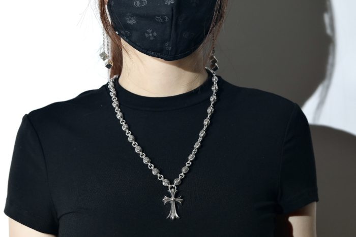 クロムハーツ CHROME HEARTS CHクロスペンダント クローボールネックレス シルバー925 24インチ