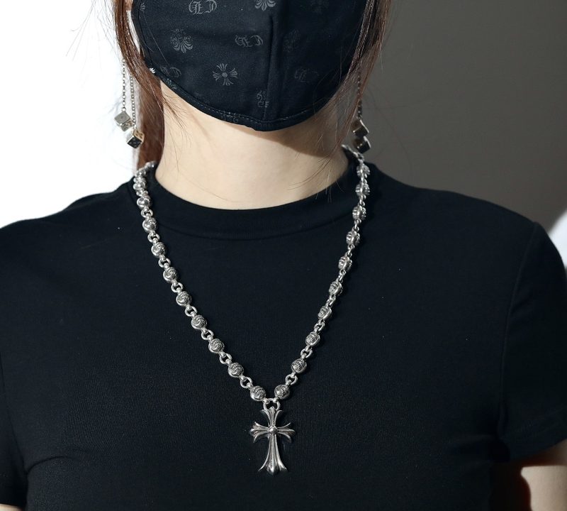 クロムハーツ CHROME HEARTS CHクロスペンダント クローボールネックレス シルバー925 24インチ