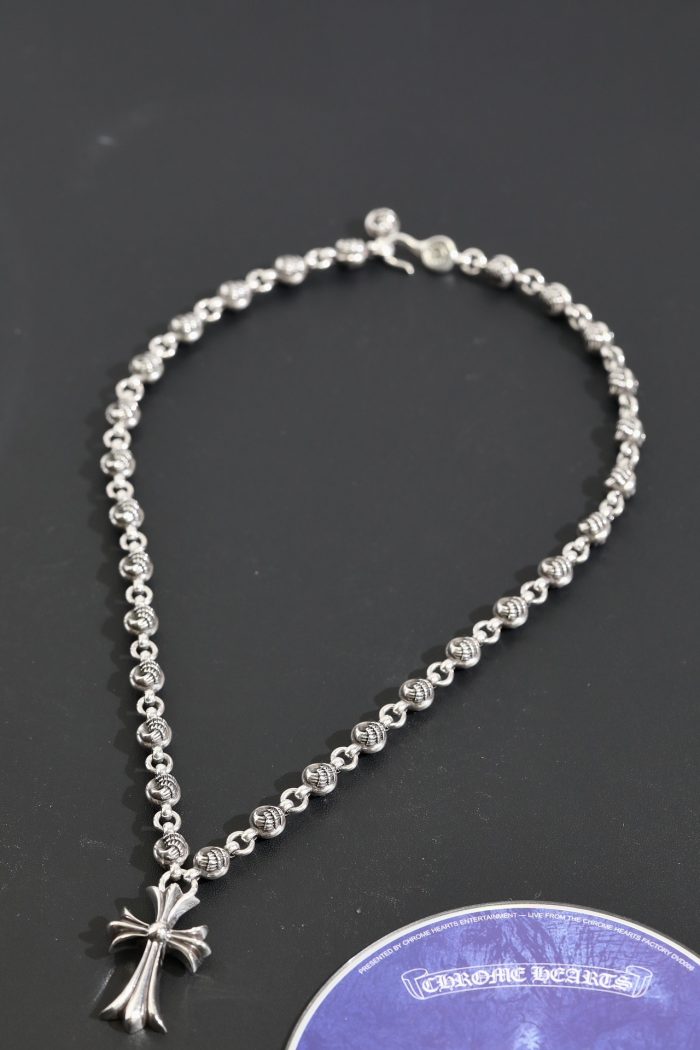 クロムハーツ CHROME HEARTS CHクロスペンダント クローボールネックレス シルバー925 24インチ - 画像 (2)