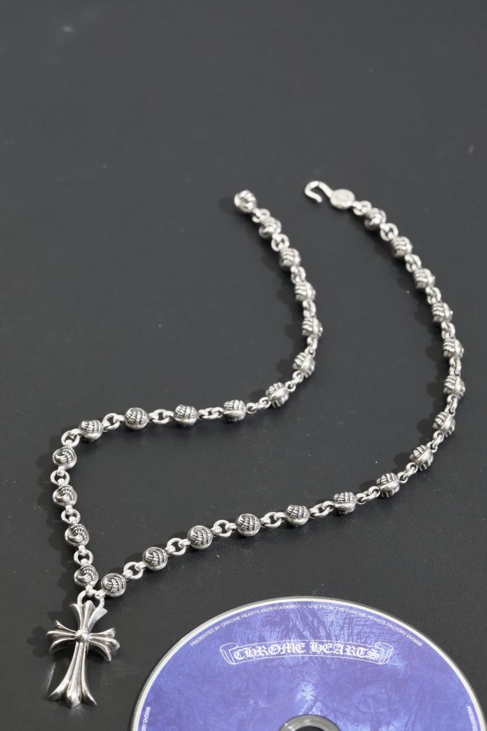 クロムハーツ CHROME HEARTS CHクロスペンダント クローボールネックレス シルバー925 24インチ - 画像 (3)