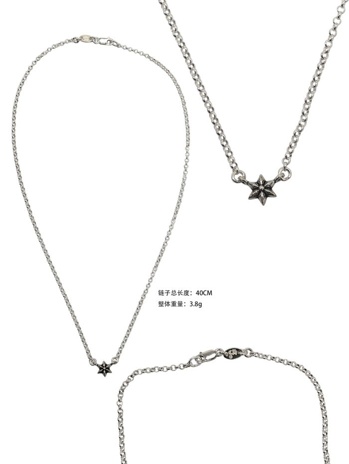 クロムハーツ CHROME HEARTS スター シルバー925 鎖骨ネックレス 華奢なデザイン - 画像 (9)