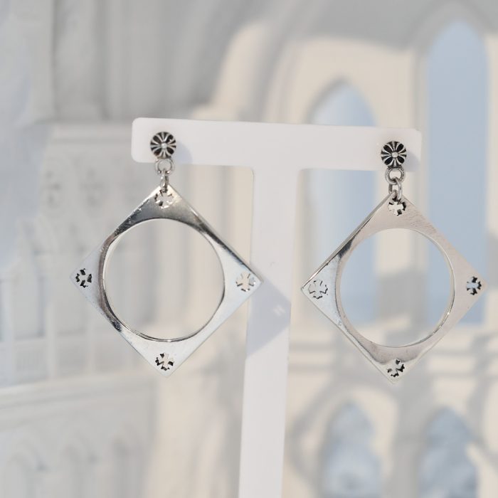 クロムハーツ CHROME HEARTS CHプラス スクエア ピアス ボールチェーン シルバー925 - 画像 (2)