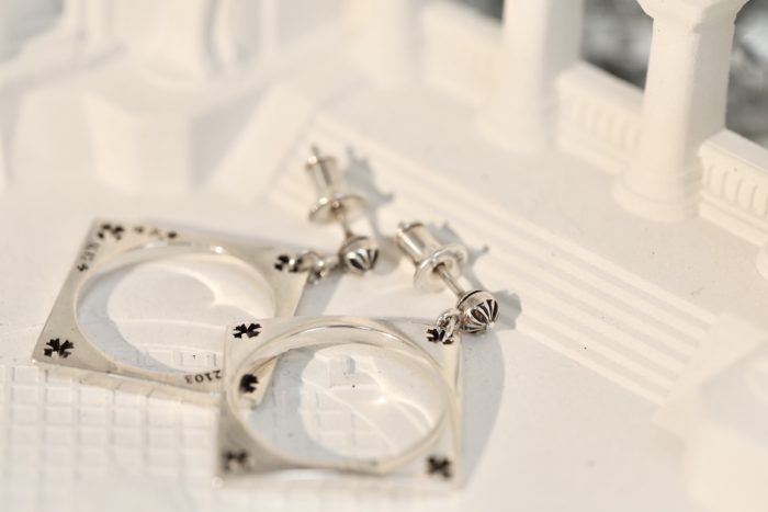 クロムハーツ CHROME HEARTS CHプラス スクエア ピアス ボールチェーン シルバー925 - 画像 (8)