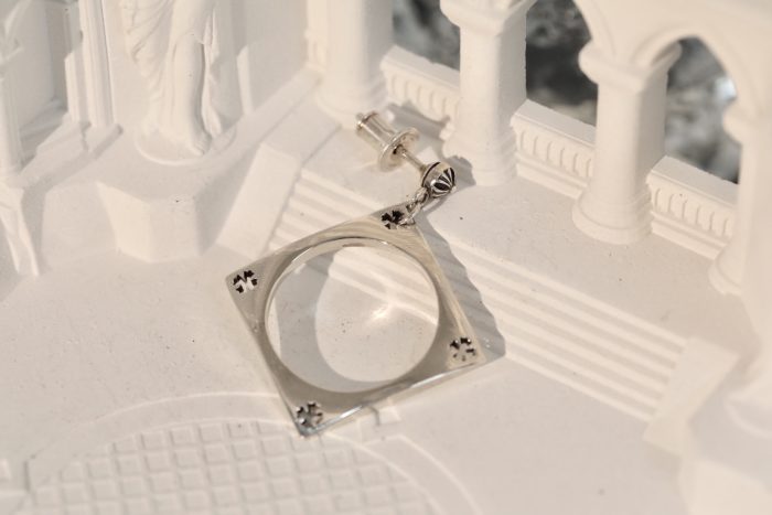 クロムハーツ CHROME HEARTS CHプラス スクエア ピアス ボールチェーン シルバー925 - 画像 (3)
