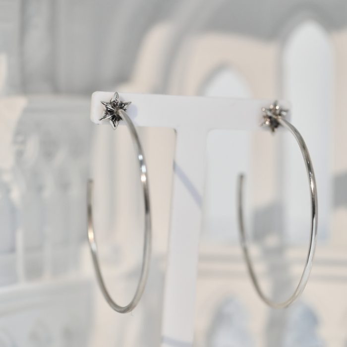 クロムハーツ Chrome Hearts HOOP CHプラス スター フープピアス シルバー925 - 画像 (2)