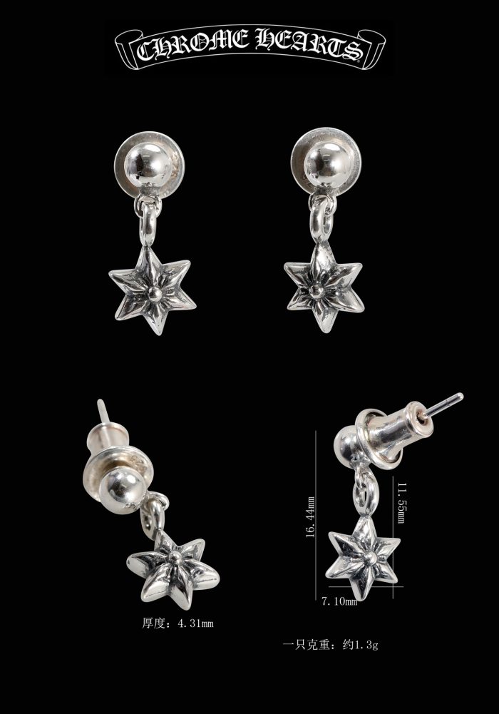 クロムハーツ Chrome Hearts TNY STR DRP 1 スター ピアス シルバー925 タイニースタードロップ - 画像 (10)