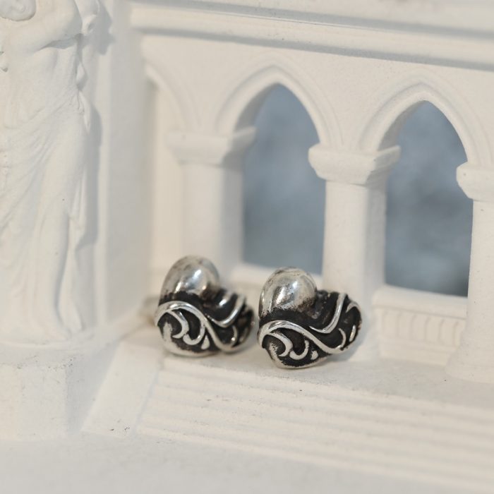 クロムハーツ Chrome Hearts ハートデザイン スタッドピアス シルバー925 - 画像 (3)