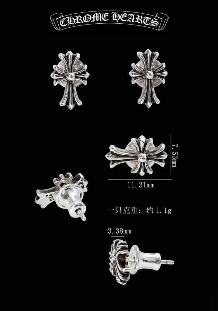 クロムハーツ Chrome Hearts CHクロス 2 Fat シルバー925ピアス 洗練されたスタイル - 画像 (11)