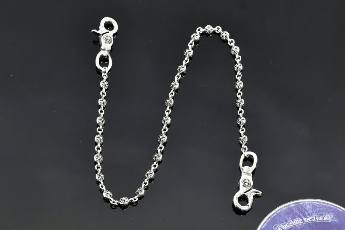 クロムハーツ CHROME HEARTS 26CHプラスボール 2クリップ ショートウォレットチェーン シルバー