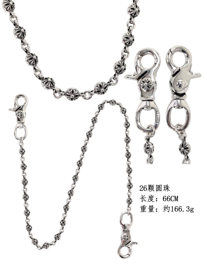 クロムハーツ CHROME HEARTS 26CHプラスボール 2クリップ ショートウォレットチェーン シルバー - 画像 (9)