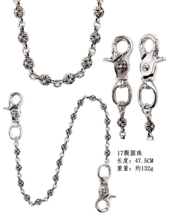 クロムハーツ CHROME HEARTS CHプラスボール 2クリップショート シルバーウォレットチェーン - 画像 (10)