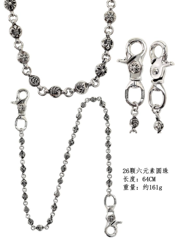 クロムハーツ スタースタッド＆フローラルボール BHフレア ロングウォレットチェーン 2クリップ - 画像 (10)