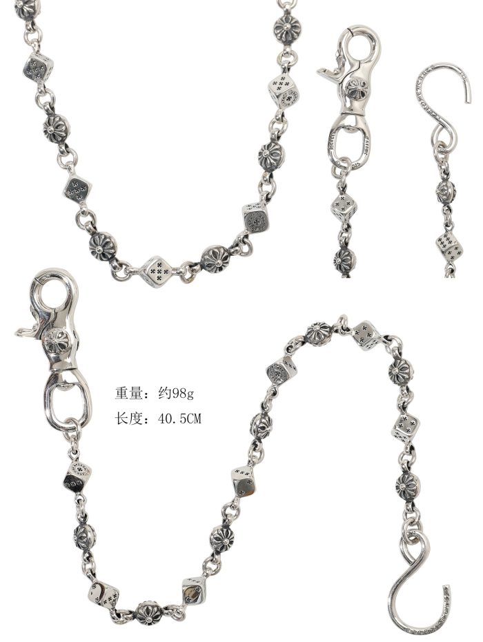 クロムハーツ Chrome Hearts ショートウォレットチェーン ダイス＆クロスボール シルバー 1クリップ - 画像 (10)