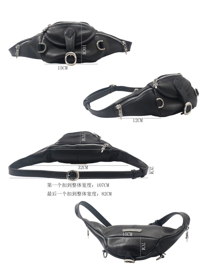 クロムハーツ SNAT PACK Mini ダガージップ ガンスリンガーベルト ブラック レザーウエストバッグ - 画像 (8)