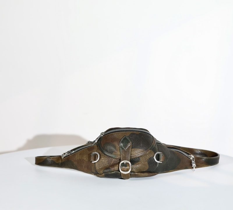 クロムハーツ SNAT PACK CAMO Mini スナットパック カモフラージュ柄レザーウエストバッグ ボディーバッグ シルバー925