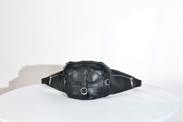 クロムハーツ SNAT PACK ダガージップ ガンスリンガーベルト ブラック×シルバー クロコダイルレザーウエストバッグ