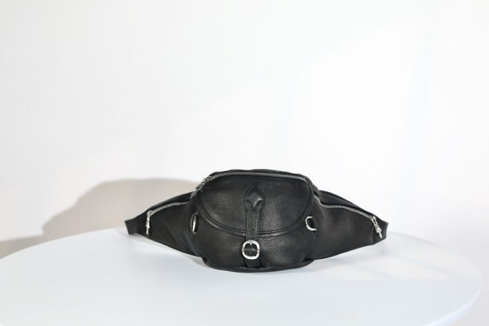 クロムハーツ SNAT PACK ダガージップ ガンスリンガーベルト ブラック×シルバー レザーウエストバッグ