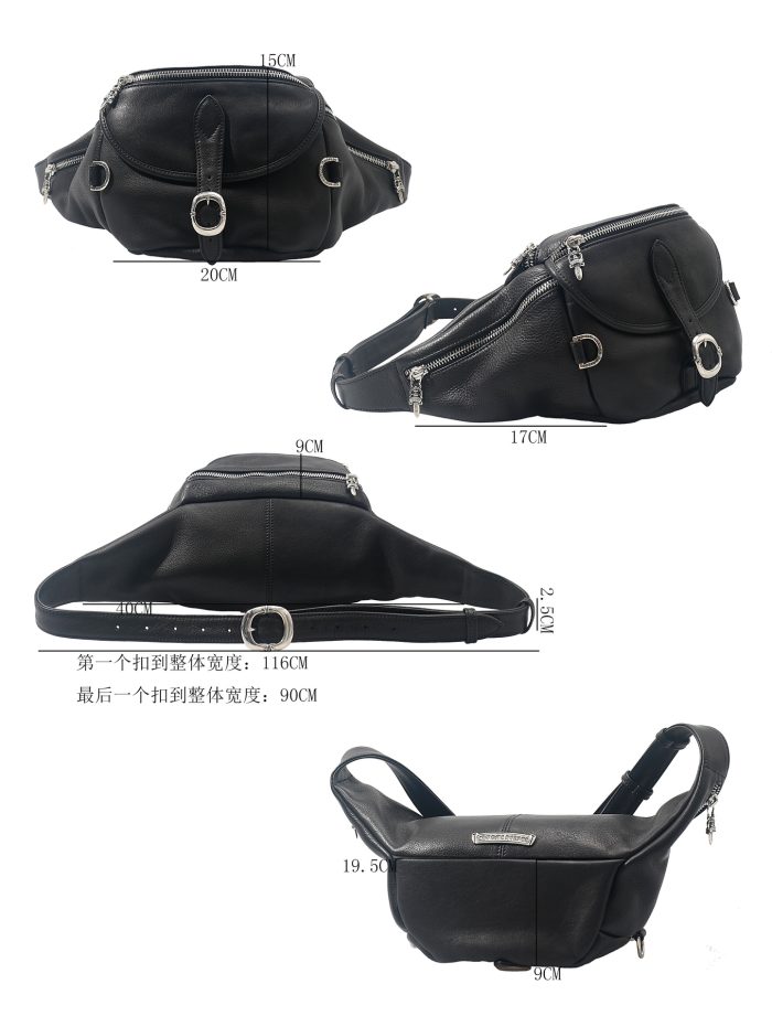 クロムハーツ SNAT PACK ダガージップ ガンスリンガーベルト ブラック×シルバー レザーウエストバッグ - 画像 (8)