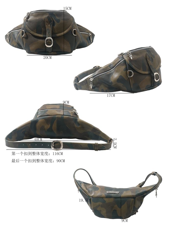 クロムハーツ SNAT PACK CAMO スナットパック カモフラージュ柄レザーウエストバッグ ボディーバッグ シルバー925 - 画像 (8)