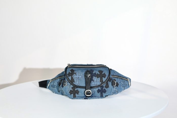 クロムハーツ Cowboy Patches Snat Pack デニム×レザーロスパッチウエストバッグ