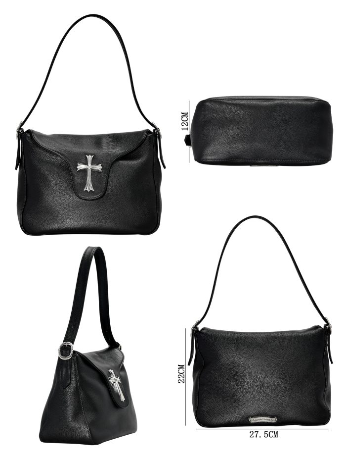 クロムハーツ CHROME HEARTS  Flap ラージクロス  レザー ブラック ショルダーバッグ - 画像 (12)