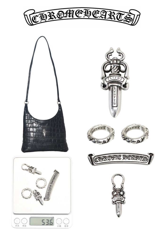クロムハーツ CHROME HEARTS VIV  Mini クロコダイルレザー ブラック ダガー ミニショルダーバッグ - 画像 (7)
