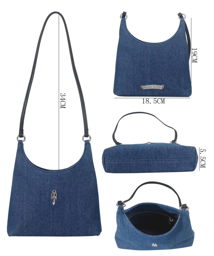 クロムハーツ CHROME HEARTS VIV  Mini デニムレザー ブルー ダガー ミニショルダーバッグ - 画像 (8)