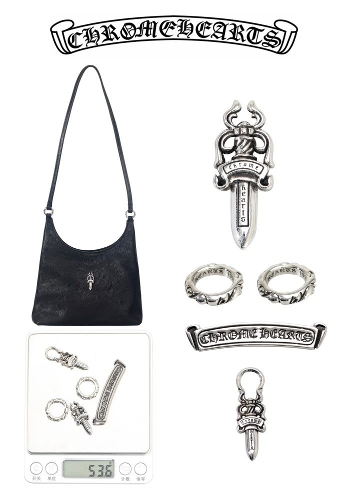クロムハーツ CHROME HEARTS VIV  Mini レザー ブラック ダガー ミニショルダーバッグ - 画像 (7)