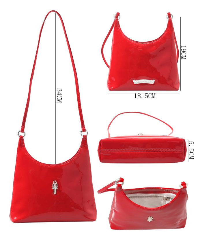 クロムハーツ CHROME HEARTS VIV  Mini パテントレザー レッド ダガー ミニショルダーバッグ - 画像 (8)