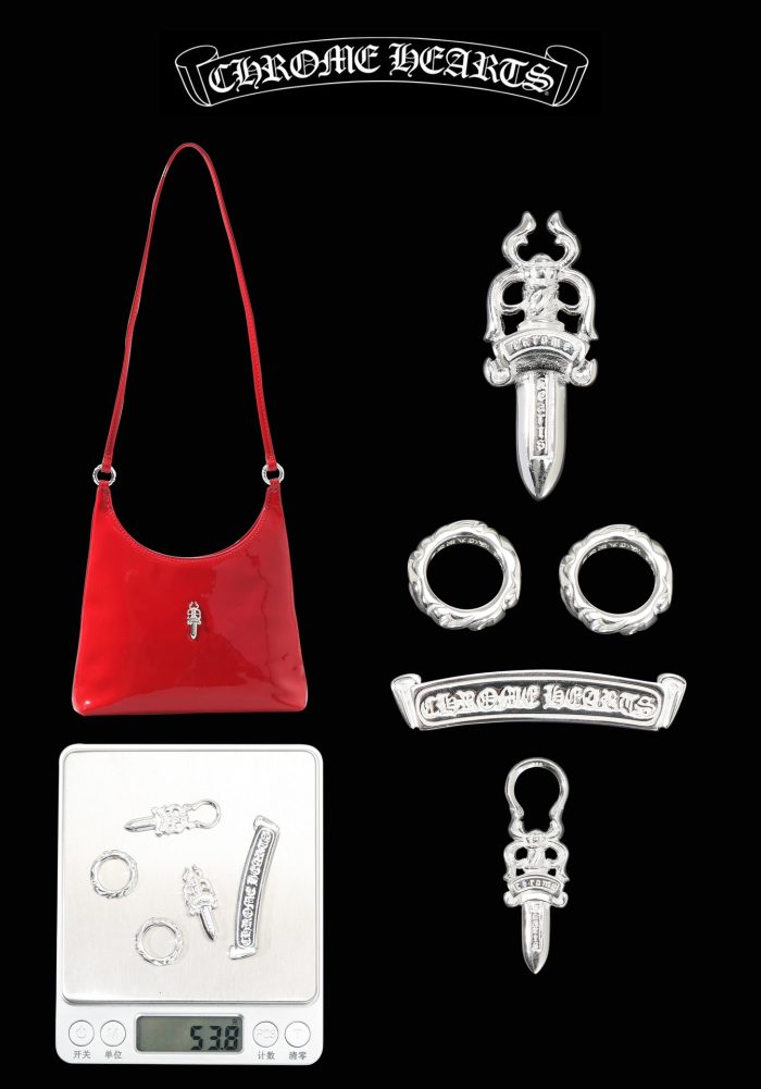 クロムハーツ CHROME HEARTS VIV  Mini パテントレザー レッド ダガー ミニショルダーバッグ - 画像 (7)