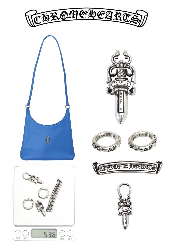 クロムハーツ CHROME HEARTS VIV  Mini レザー クラインブルー ダガー ミニショルダーバッグ - 画像 (7)