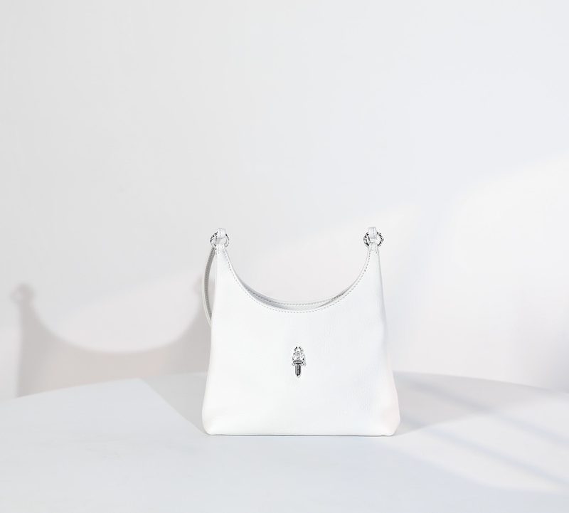 クロムハーツ CHROME HEARTS VIV レザー ホワイト ダガー ミニショルダーバッグ