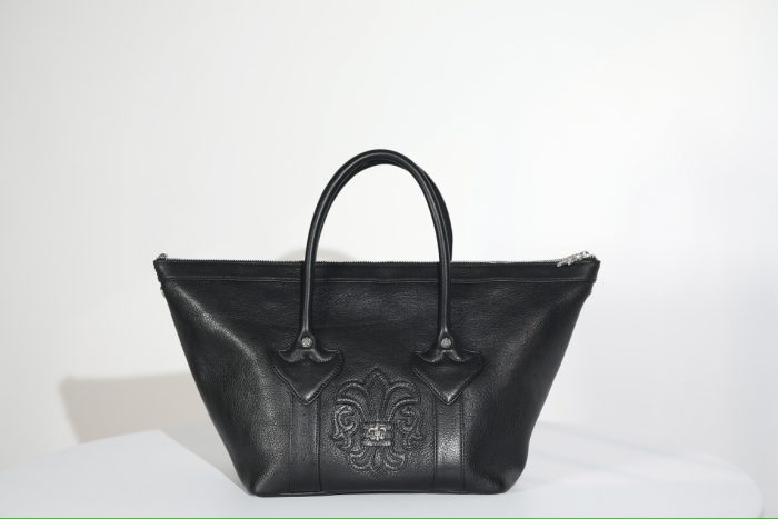 クロムハーツ MONICA BAG ブラックレザー BSフレア装飾 ハンドバッグ シルバー925
