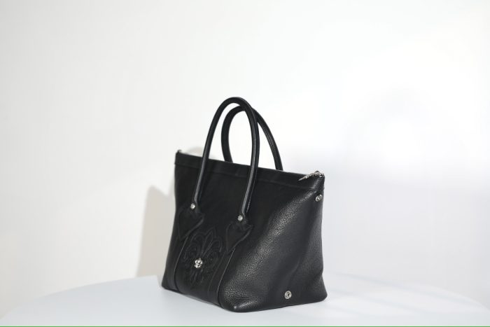 クロムハーツ MONICA BAG ブラックレザー BSフレア装飾 ハンドバッグ シルバー925 - 画像 (2)