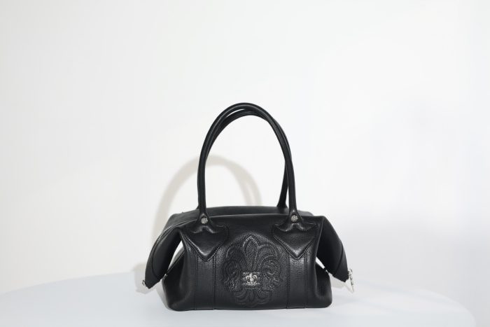 クロムハーツ MONICA BAG ブラックレザー BSフレア装飾 ハンドバッグ シルバー925 - 画像 (3)