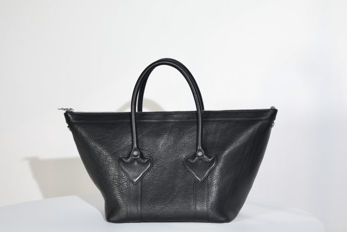 クロムハーツ MONICA BAG ブラックレザー BSフレア装飾 ハンドバッグ シルバー925 - 画像 (6)
