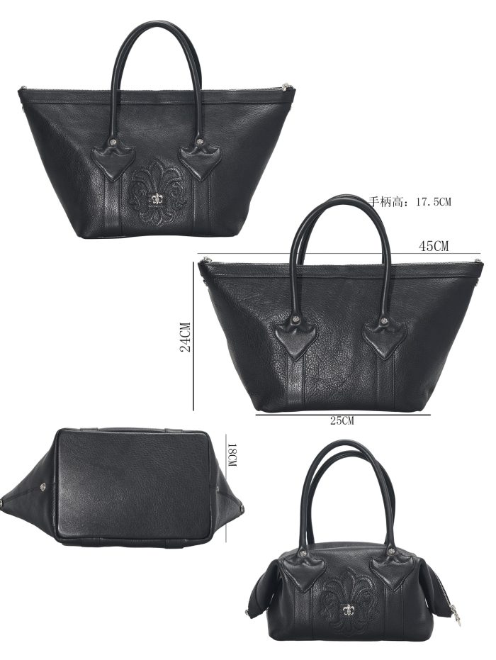 クロムハーツ MONICA BAG ブラックレザー BSフレア装飾 ハンドバッグ シルバー925 - 画像 (8)