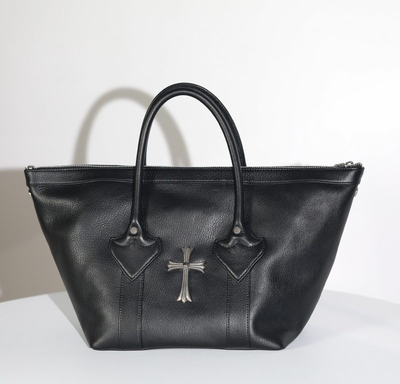 クロムハーツ MONICA BAG ブラックレザー CHクロス装飾 ハンドバッグ シルバー925