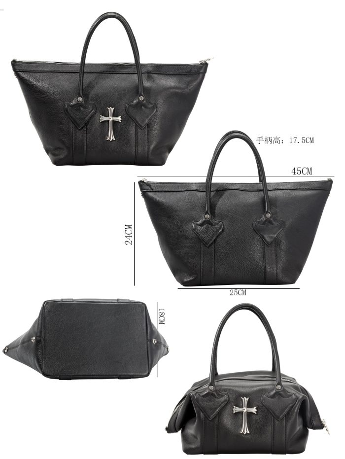 クロムハーツ MONICA BAG ブラックレザー CHクロス装飾 ハンドバッグ シルバー925 - 画像 (9)