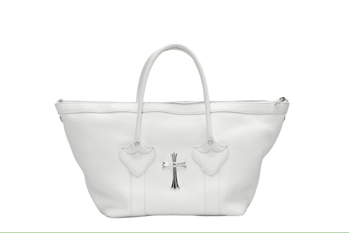 クロムハーツ MONICA BAG ホワイトレザー CHクロス装飾 ハンドバッグ シルバー925