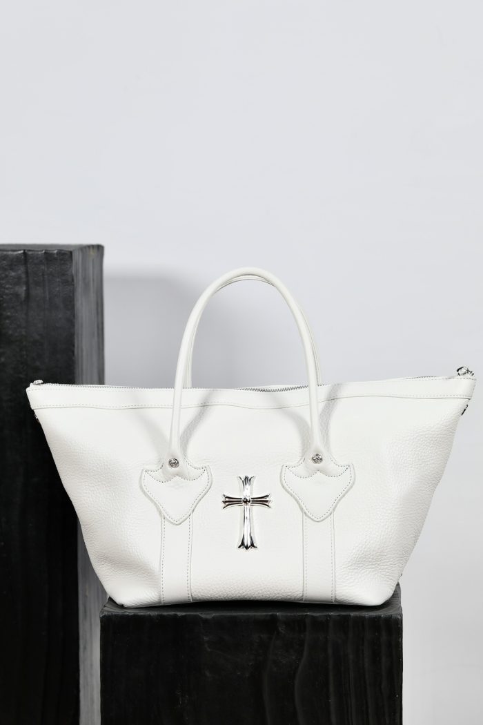 クロムハーツ MONICA BAG ホワイトレザー CHクロス装飾 ハンドバッグ シルバー925 - 画像 (2)