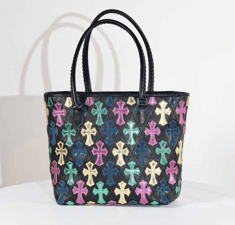 クロムハーツ CHROME HEARTS Tote フルセメタリー クロスパッチ FSトート マルチカラー×ブラック レザー バッグ