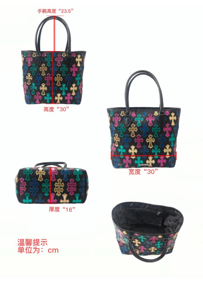 クロムハーツ CHROME HEARTS Tote フルセメタリー クロスパッチ FSトート マルチカラー×ブラック レザー バッグ - 画像 (7)