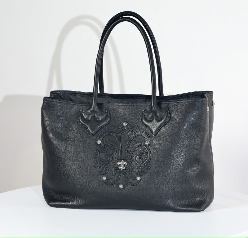 クロムハーツ CHROME HEARTS Tote BSフレア ブラックレザートートバッグ シルバー925金具
