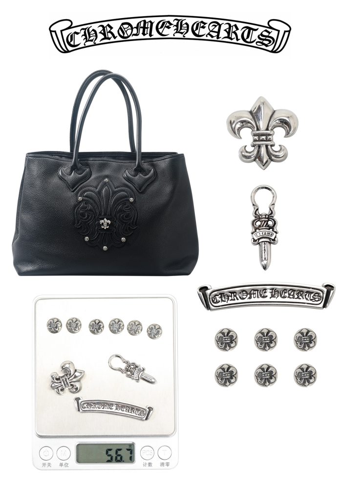 クロムハーツ CHROME HEARTS Tote BSフレア ブラックレザートートバッグ シルバー925金具 - 画像 (8)